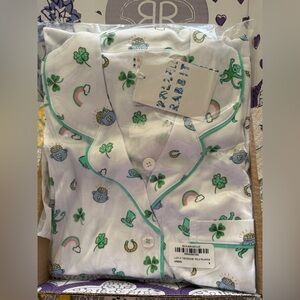 Roller Rabbit St. Patrick's Day Luck O' the Monkey Polo Pajamas Set NWT size S